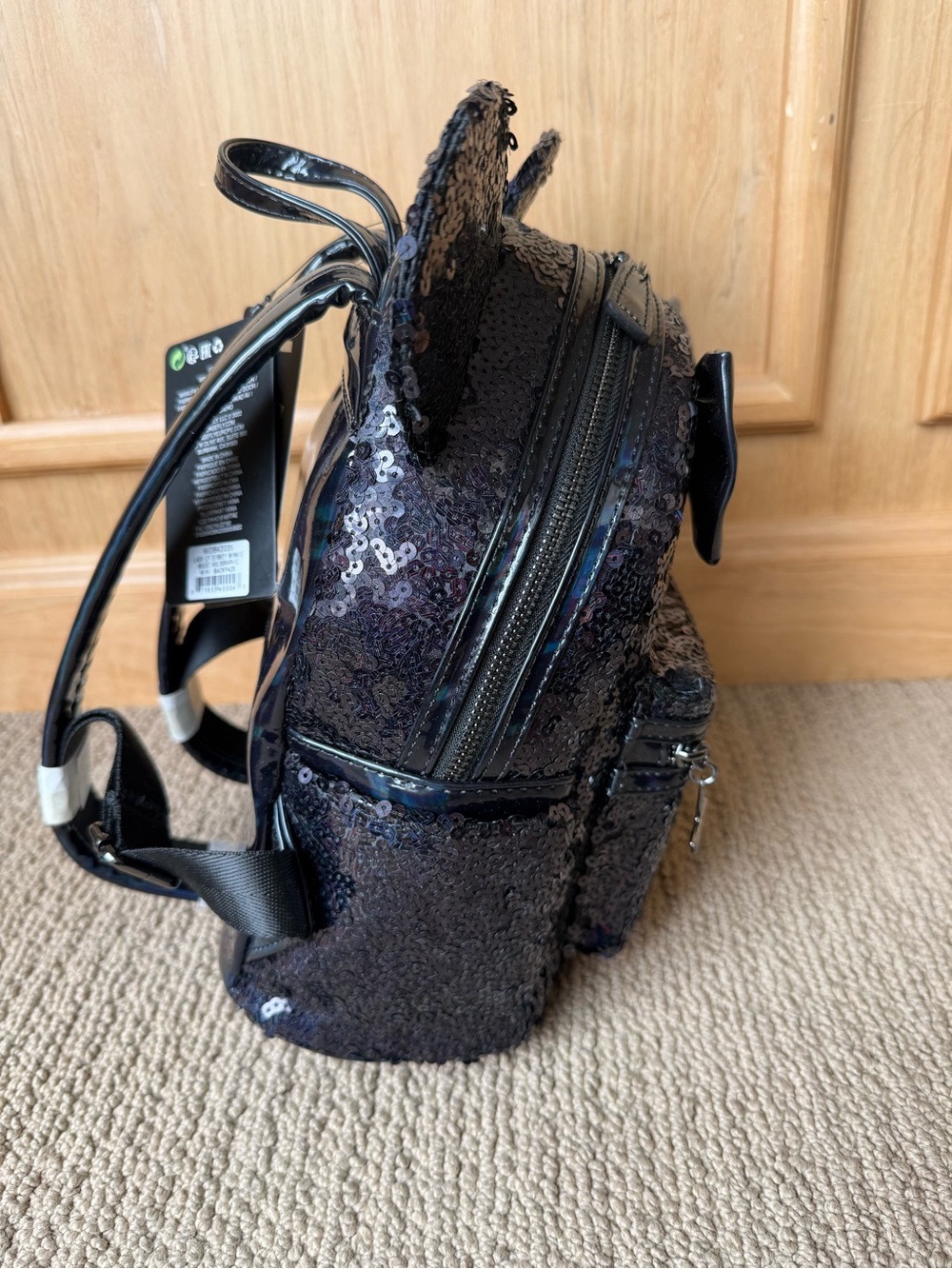 Sequin Holographic Minnie Ear Mini Backpack with Bow - Picture 3 of 4